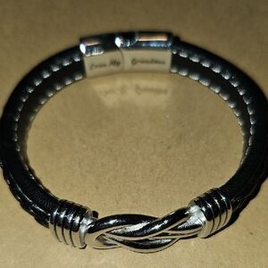 Silver and Black Braided Bracelet